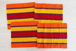 Set of 4 Handwoven Striped Cotton Placemats from Guatemala Country Sunset